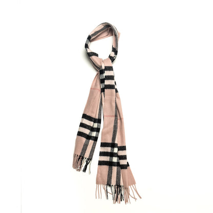 Burberry Cashmere Giant Heritage Check Fringe Scarf Ash Rose 6 of 11