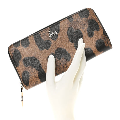 Christian Louboutin Calfskin Empire Leopard Panettone Zip Around Wallet Brown Gold 2 of 7