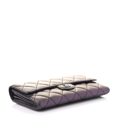 Chanel Iridescent Goatskin Quilted Large Flap Wallet Purple 4 of 8