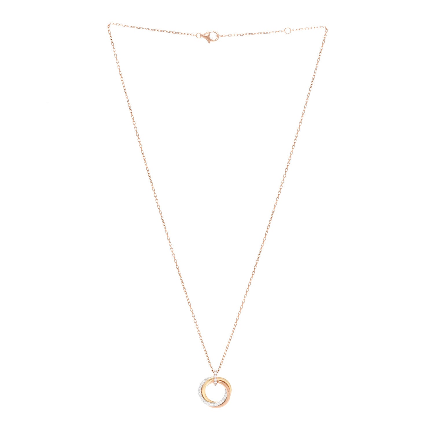 Cartier 18K Pink White Yellow Gold Diamond Small Trinity Half Paved Pendant Necklace 3 of 6