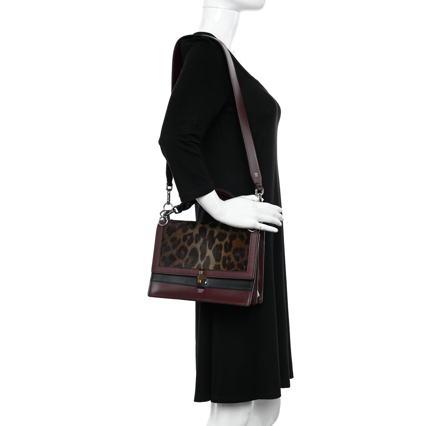 Vitello Pelo Dolce Liberty Lucido Sfumato Leopard Kan I Shoulder Bag Grigio Marrone Bordeaux