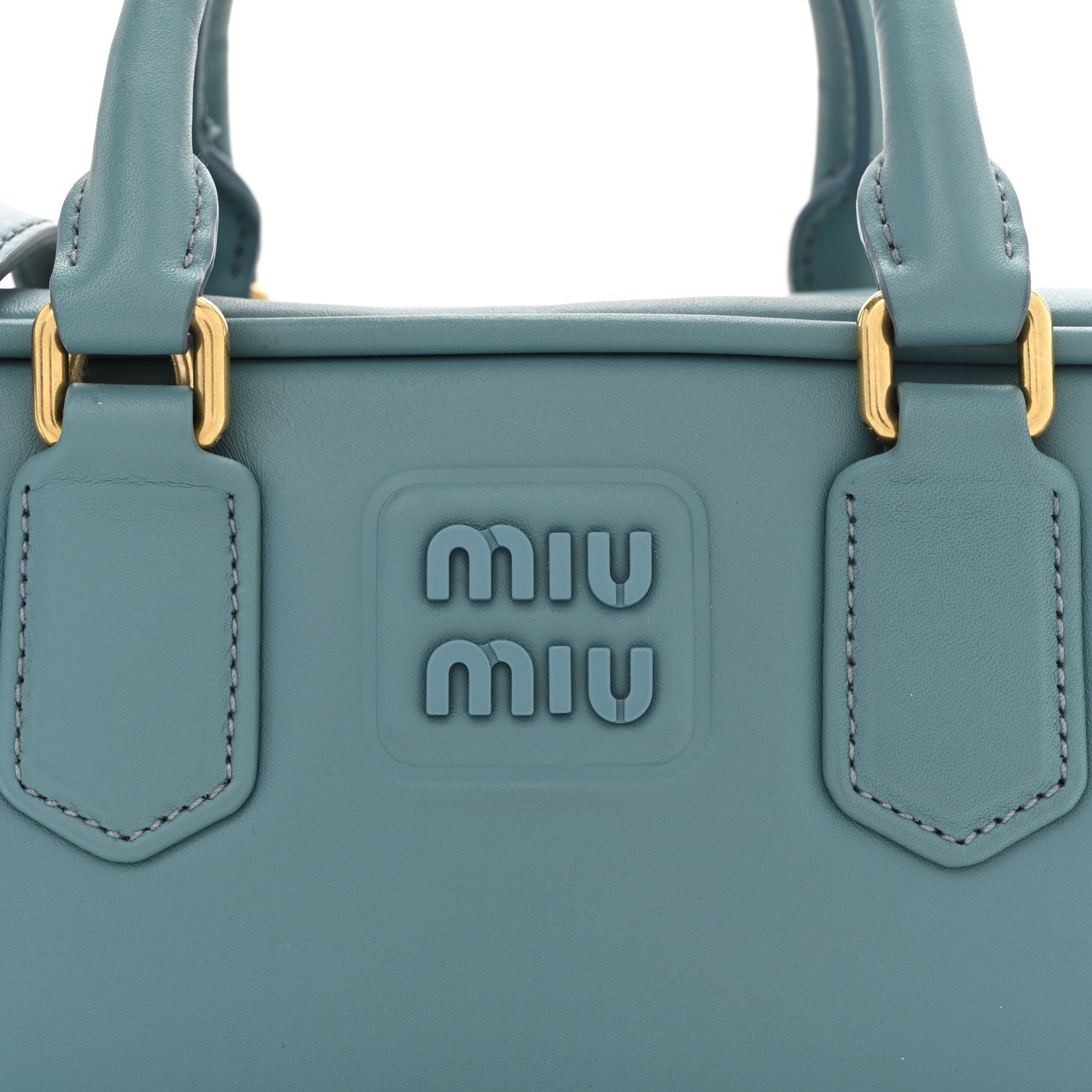 Miu Miu Calfskin Regular Arcadie Top Handle Bag Aqua 7 of 9