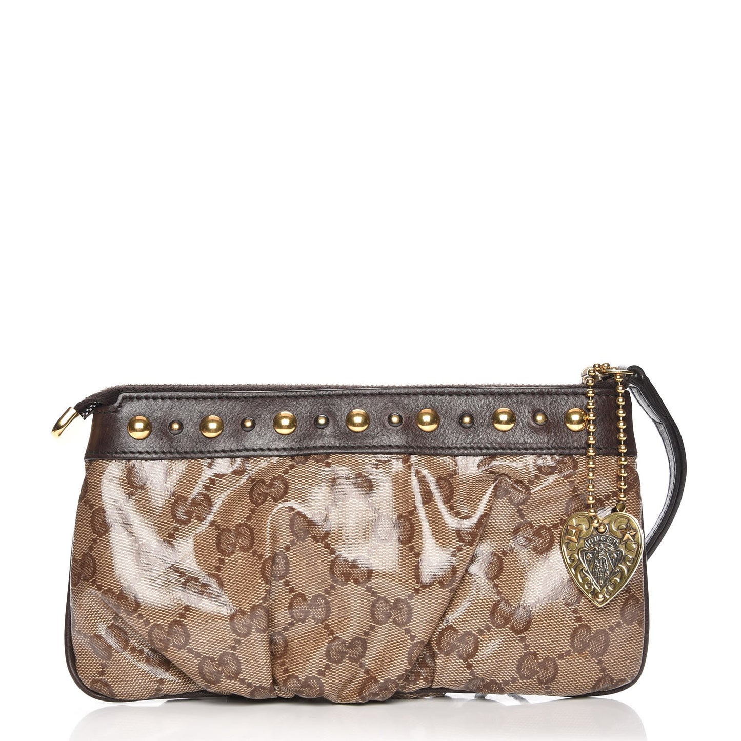 Crystal Monogram Babouska Wristlet Dark Brown