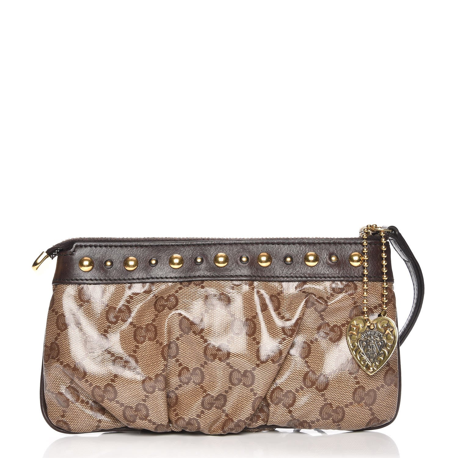 Gucci Crystal Monogram Babouska Wristlet Dark Brown 1 of 8