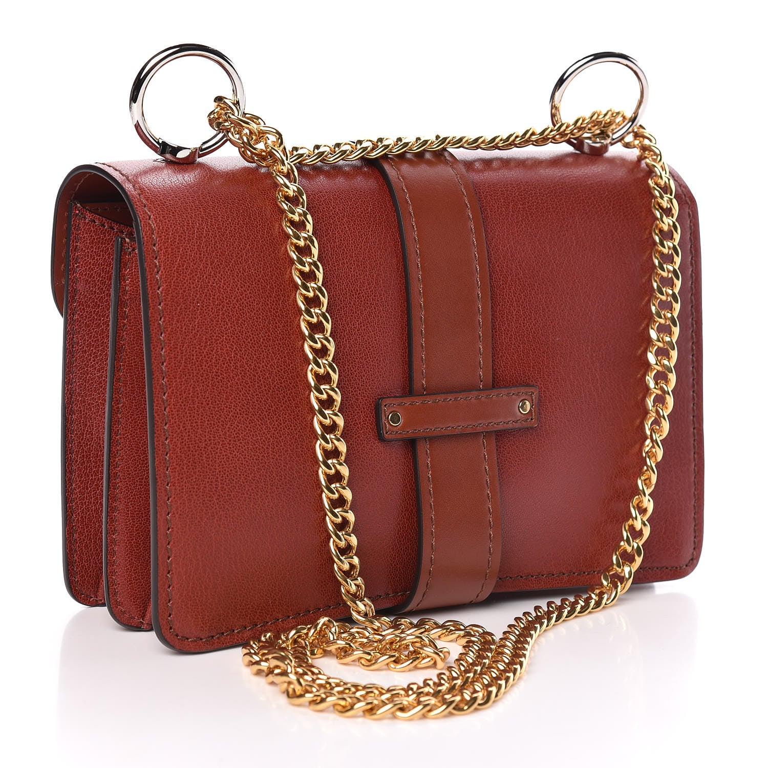 Chloe Shiny Goatskin Calfskin Aby Chain Shoulder Bag Sepia Brown 3 of 9