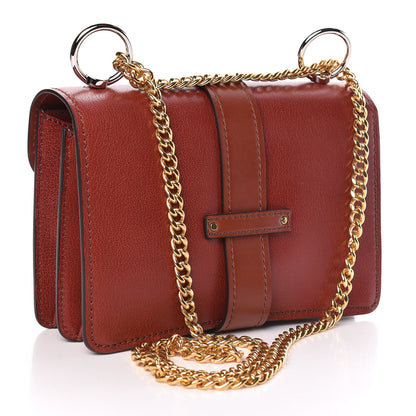 Chloe Shiny Goatskin Calfskin Aby Chain Shoulder Bag Sepia Brown 3 of 9