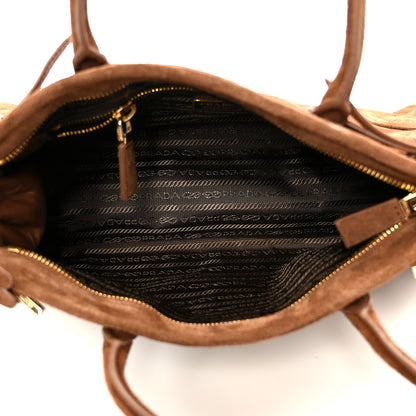Prada Suede Triangle Medium Bonnie Shoulder Bag Cacao 4 of 9