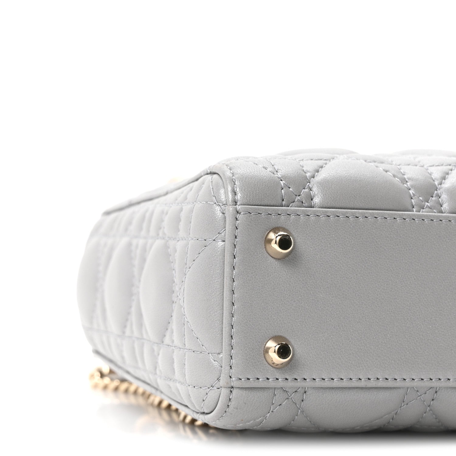 Christian Dior Lambskin Cannage Mini Lady Dior Gray Opaline 9 of 10