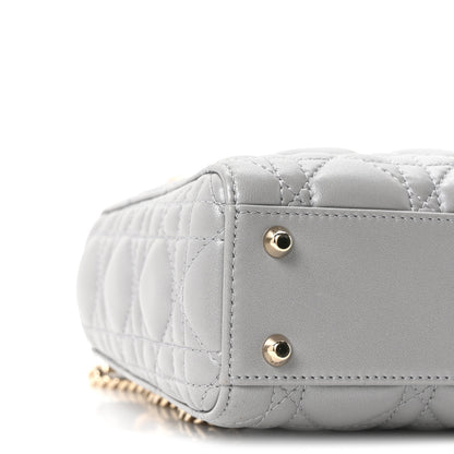 Christian Dior Lambskin Cannage Mini Lady Dior Gray Opaline 9 of 10