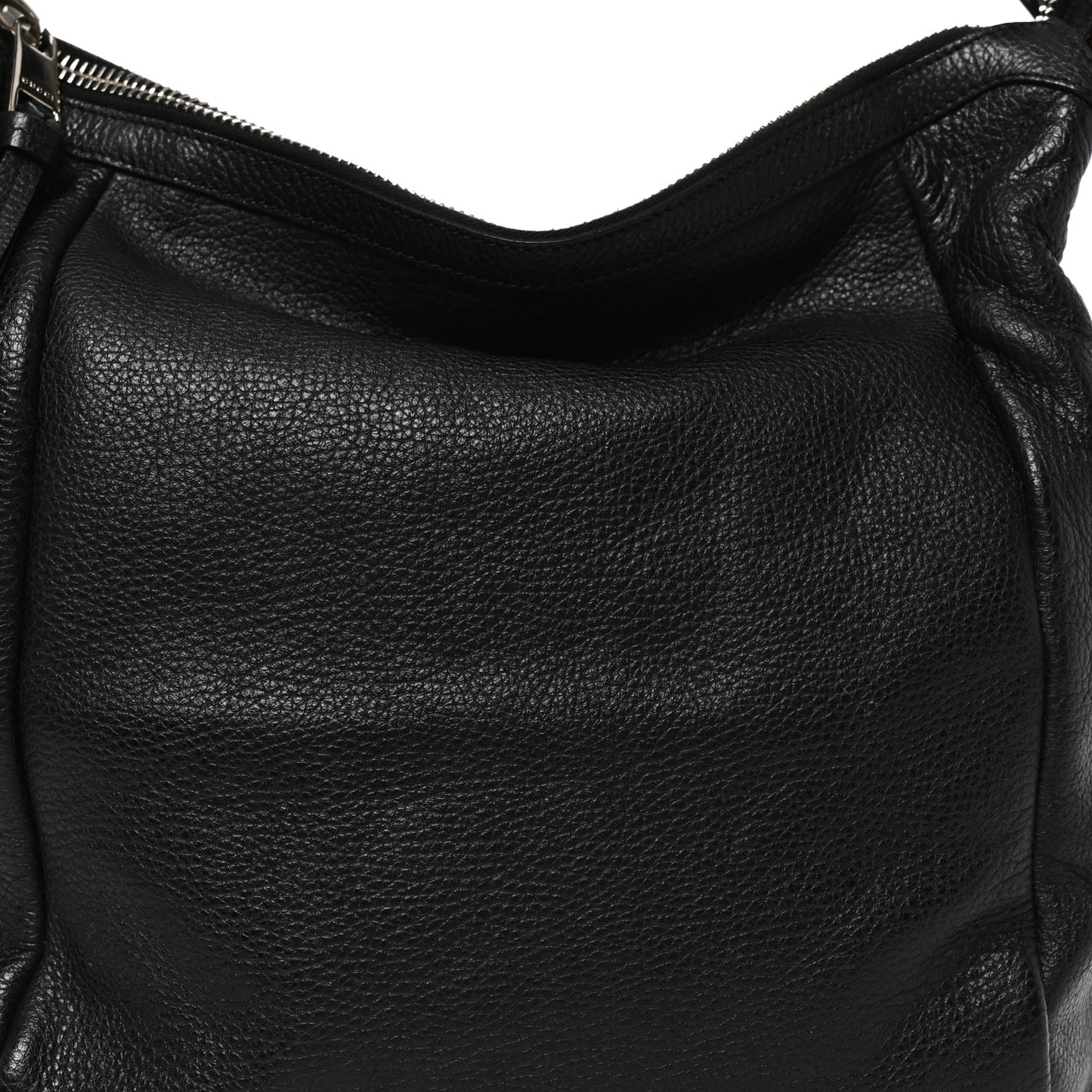 Grained Calfskin Bamboo Bar Hobo Black