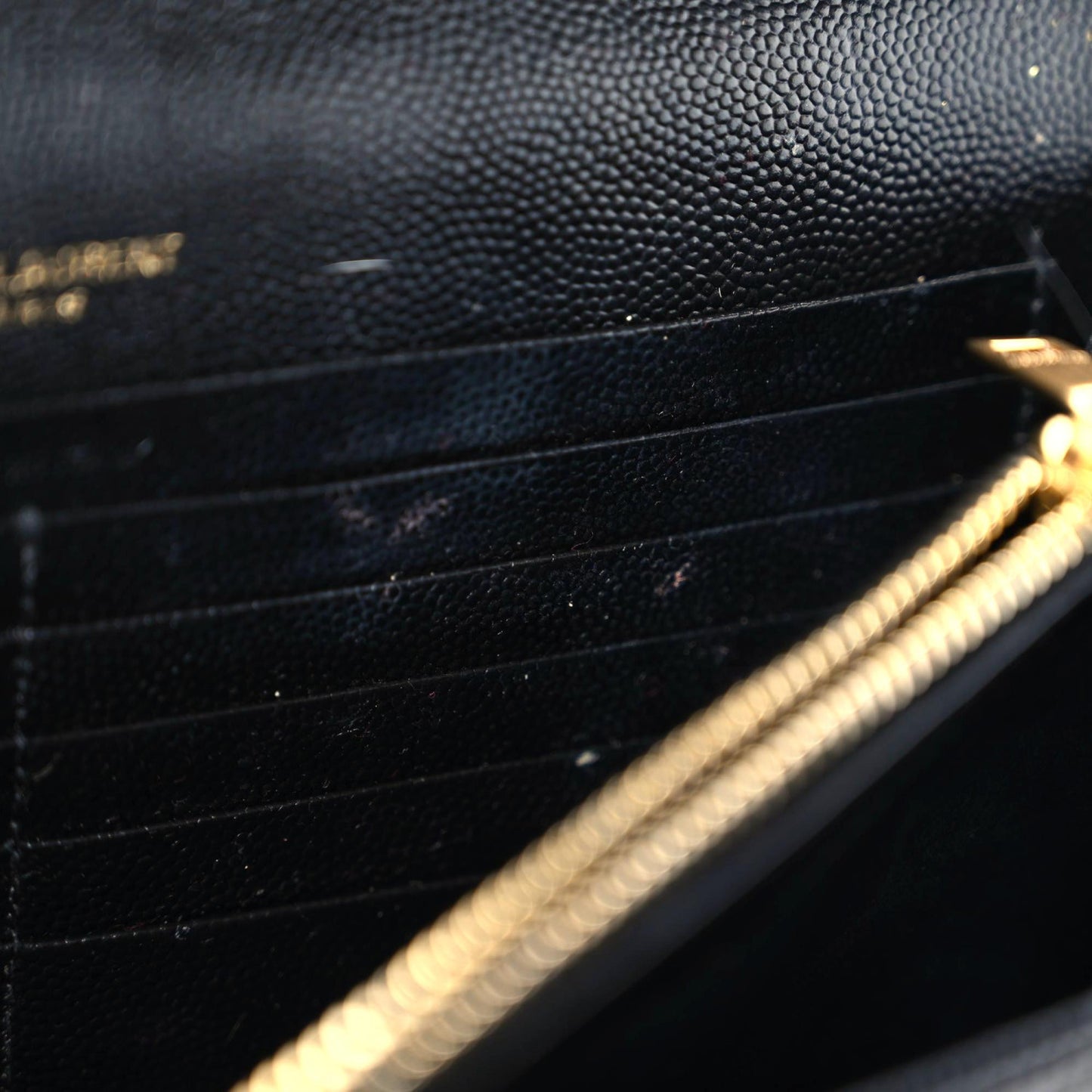 Grain De Poudre Matelasse Chevron Monogram Chain Wallet Black