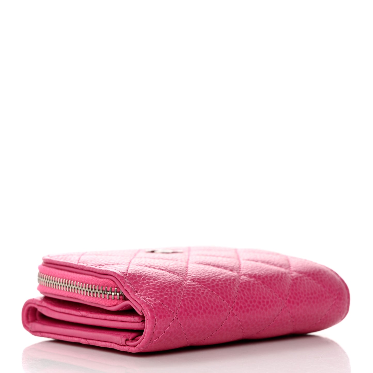 Caviar Quilted Compact Zipped Wallet Pink