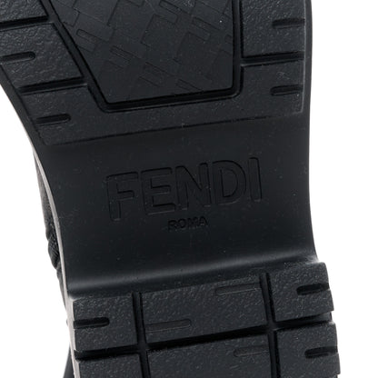 Fendi Fabric Jacquard Vitello FF Domino 50mm Biker Boots 38 Black Asfalto 6 of 8