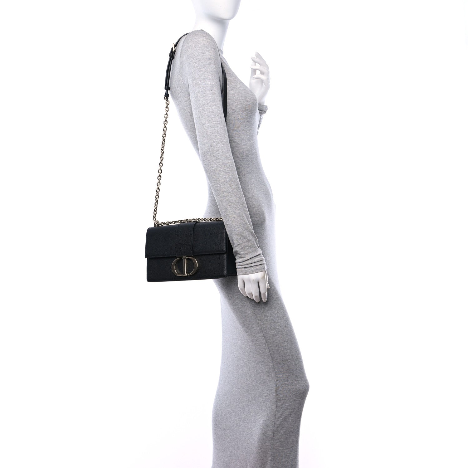 Christian Dior Grained Calfskin Embossed 30 Montaigne Chain Flap Bag Black 2 of 9