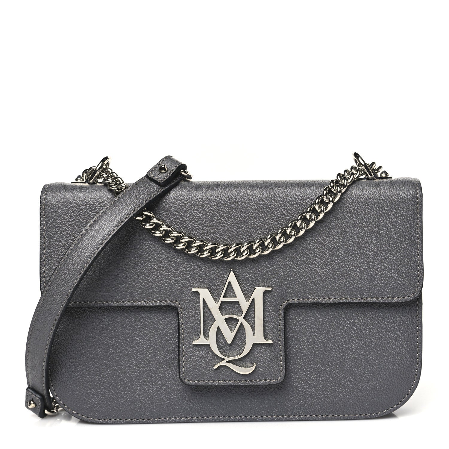 Alexander McQueen Calfskin Medium Insignia Flap Grey 1 of 9