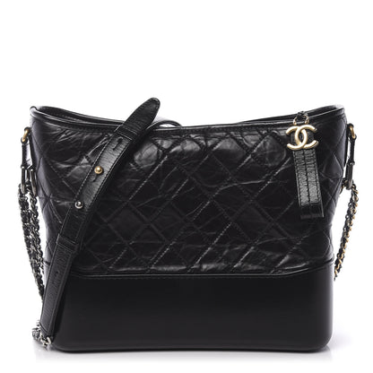 Chanel Aged Calfskin Quilted Medium Gabrielle Hobo Black 1 of 11