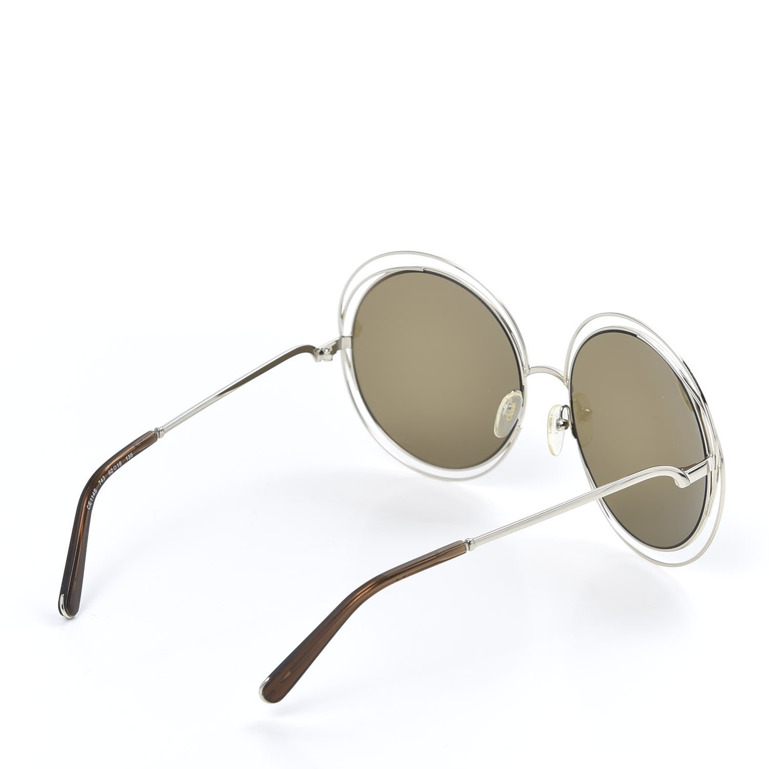 Chloe Oversize Round Carlina Oversized Round Sunglasses CE114S Silver Brown 4 of 7
