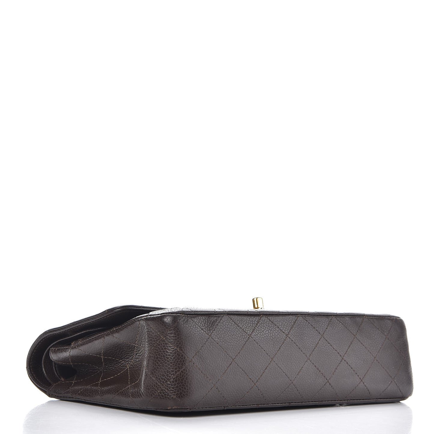 Caviar Quilted Medium Double Flap Brown