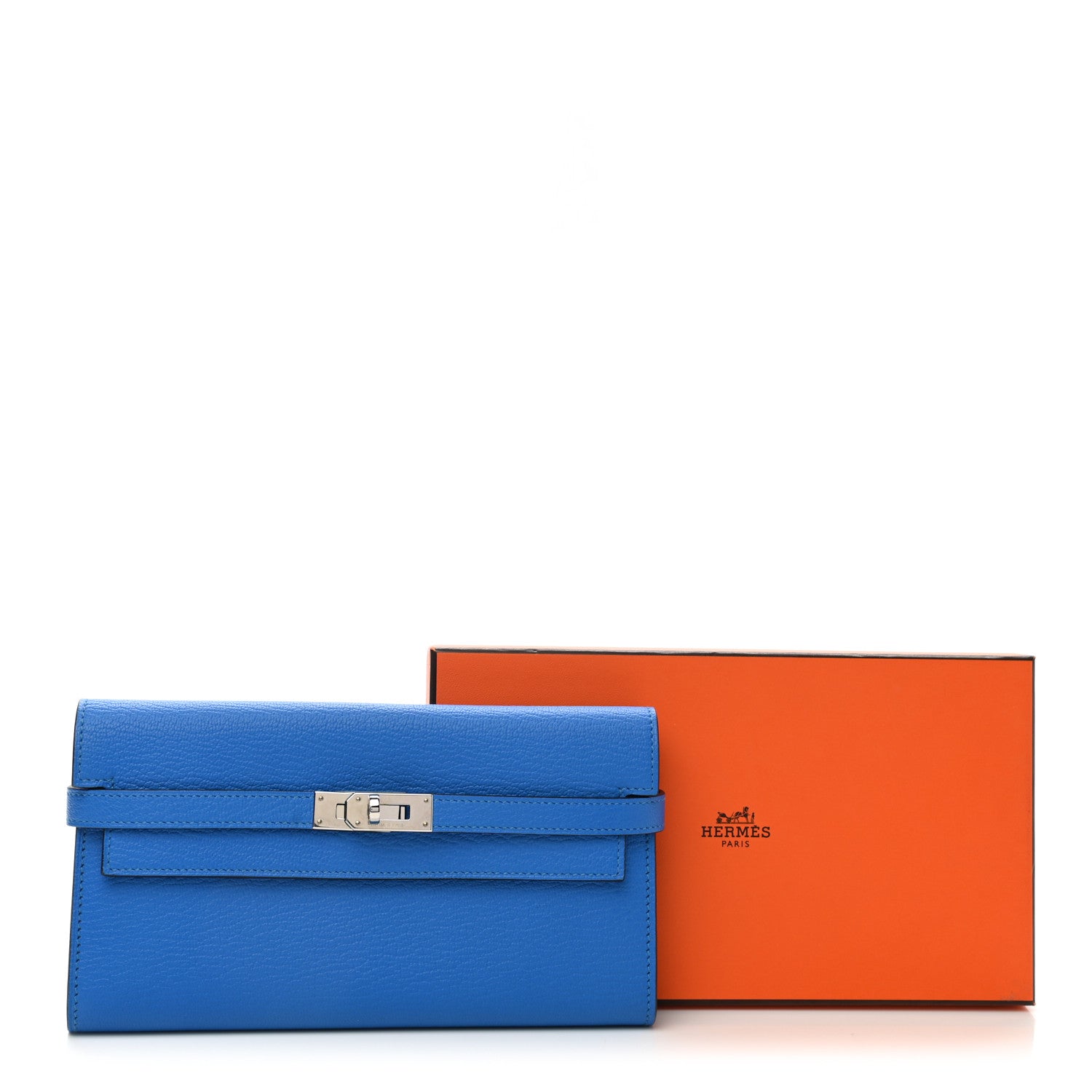 Hermes Chevre Mysore Kelly Longue Wallet Bleu Hydra 7 of 7
