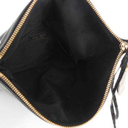 Jimmy Choo Lambskin Studded Patent Foldover Clutch Black 5 of 7