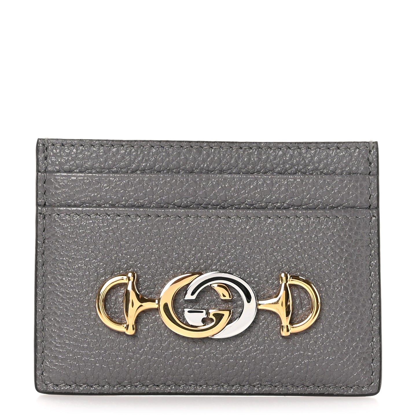 Grainy Calfskin Zumi Card Holder Dusty Grey