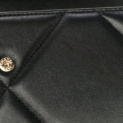 Chanel Lambskin Quilted Chanel 19 Flap Wallet Black 15 of 17