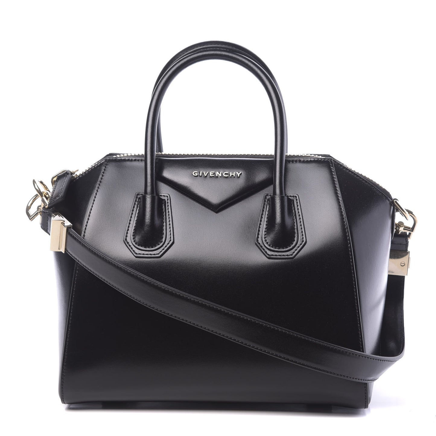 Shiny Lord Calfskin Small Antigona Black