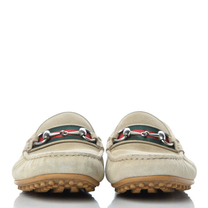 Gucci Suede Web Mens Horsebit Driver Loafers 8 Oatmeal 2 of 15