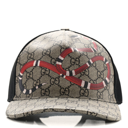 Gucci GG Supreme Monogram Kingsnake Print Baseball Hat XL Beige 3 of 8