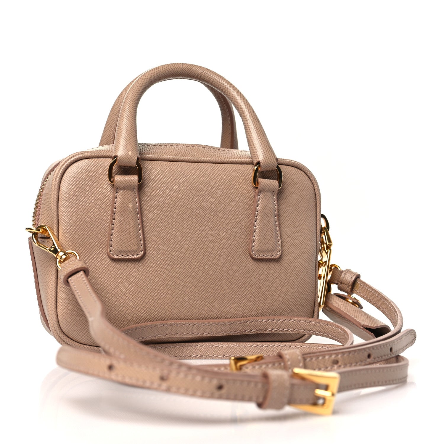 Prada Saffiano Lux Mini Top Handle Crossbody Cammeo 3 of 11