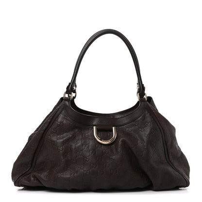 Gucci Guccissima Large D Gold Ring Shoulder Bag Chocolate 1 of 10