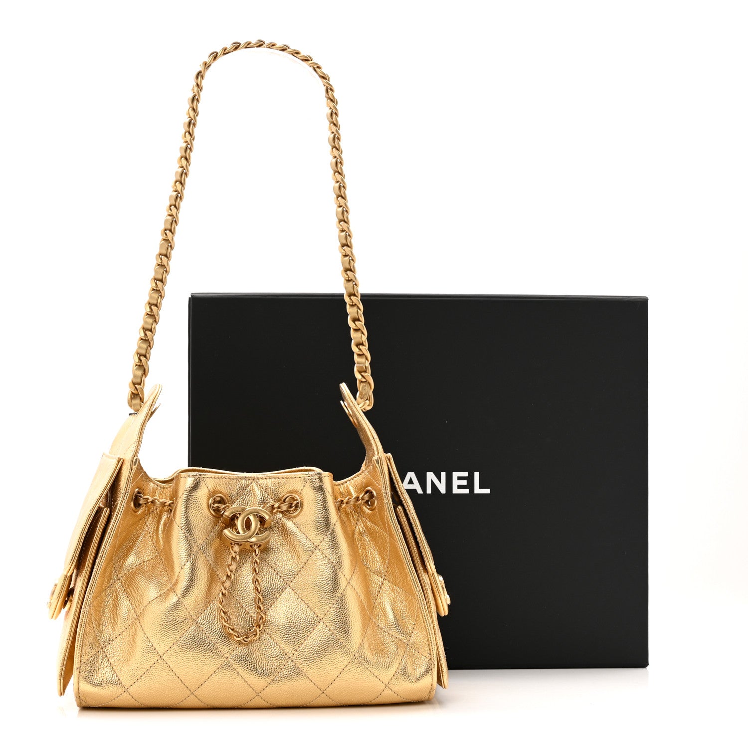 Chanel Metallic Caviar Quilted Mini Chanel 25 Handbag Gold 11 of 11