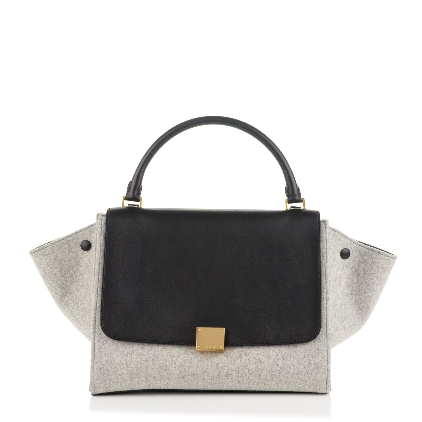 Felt Smooth Calfskin Medium Trapeze Pearl Grey