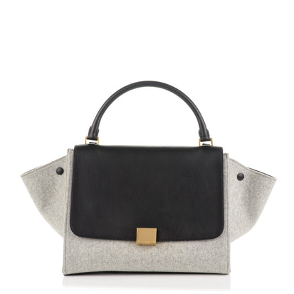 Celine Felt Smooth Calfskin Medium Trapeze Pearl Grey 1 of 7