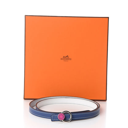 Hermes Swift Epsom 13mm Mini Laquee Reversible Belt 85 Bleu Brighton White 6 of 6