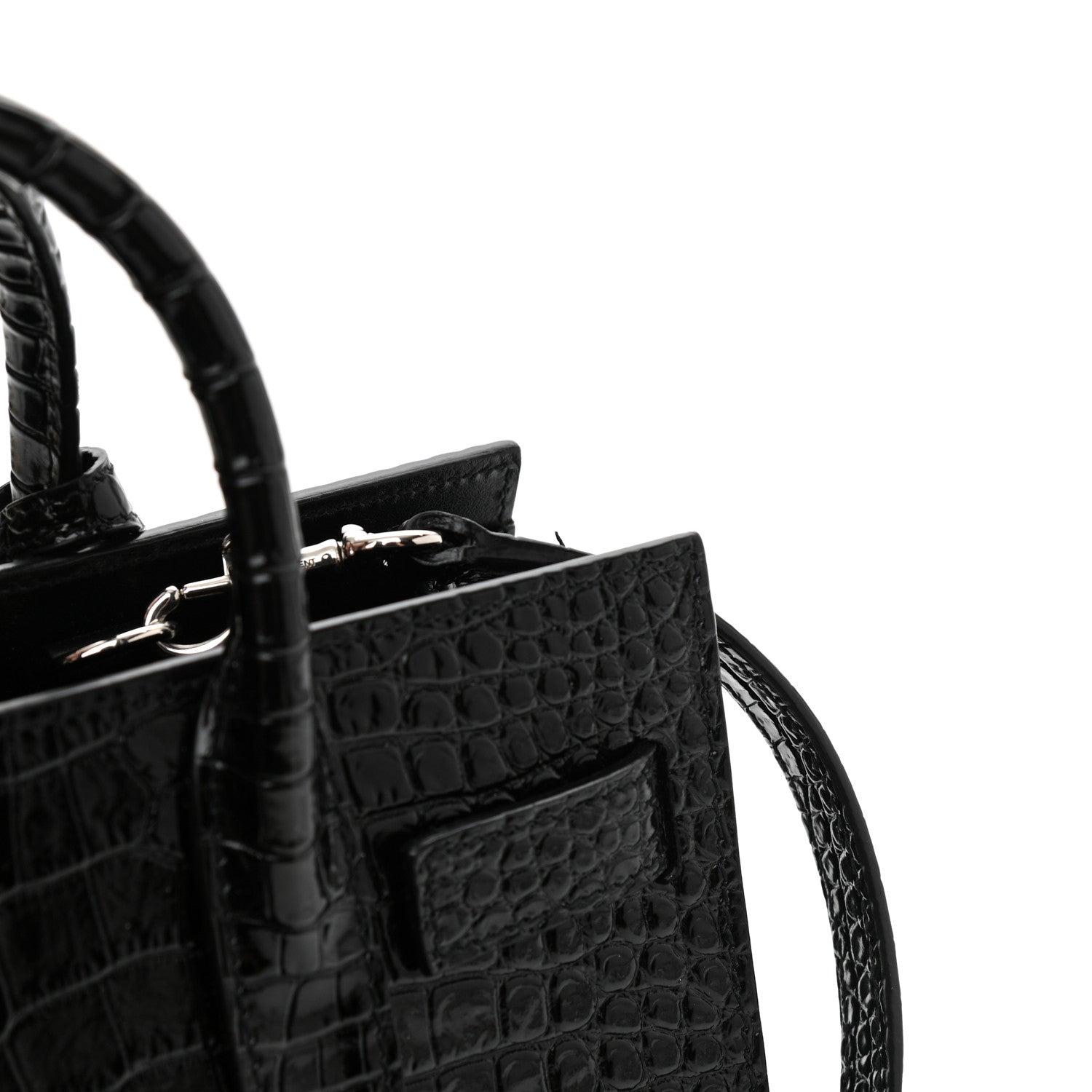 Saint Laurent Calfskin Crocodile Embossed Nano Sac De Jour Black 11 of 11