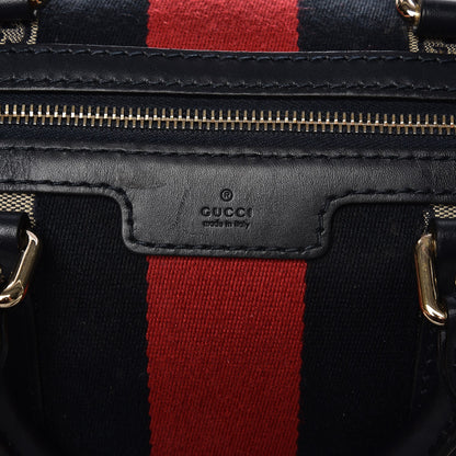 Gucci Monogram Selleria Calfskin Vintage Web Medium Boston Beige Blue 9 of 23