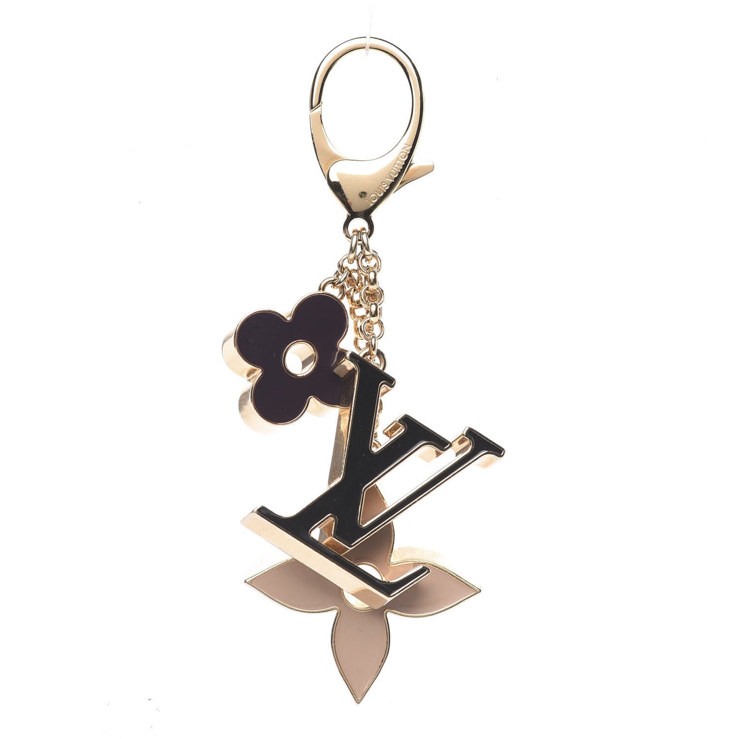 Fleur De Monogram Bag Charm Dore