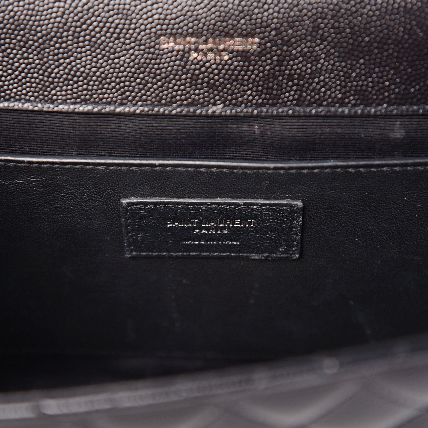 Saint Laurent Grain De Poudre Textured Mixed Matelasse Triquilt Medium Monogram Satchel Black 6 of 11