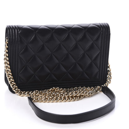Chanel Lambskin Quilted Boy Wallet On Chain WOC Black 3 of 11