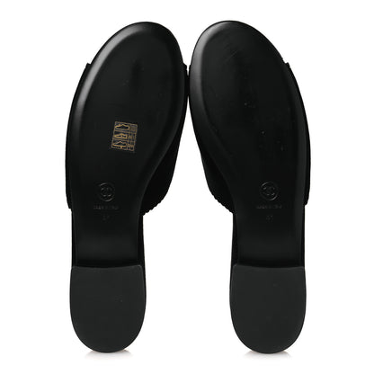 Chanel Velvet Pearl Camellia Slide Sandals 41 Black 7 of 12