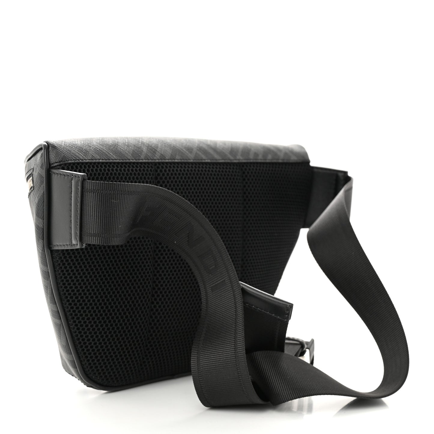 Shiny Glazed Fabric Vitello Cover FF 1974 Logo Belt Bag Black