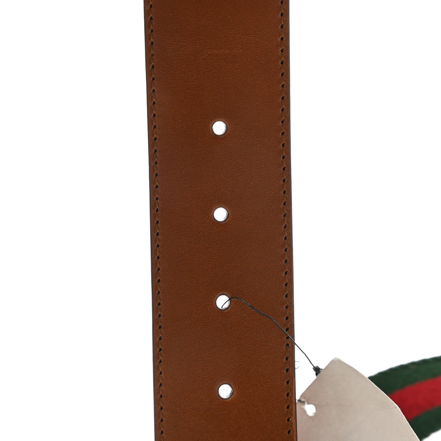 Gucci Nylon Calfskin Double G Web 40mm Belt Green Red Cuir 4 of 5