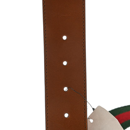 Gucci Nylon Calfskin Double G Web 40mm Belt Green Red Cuir 4 of 5