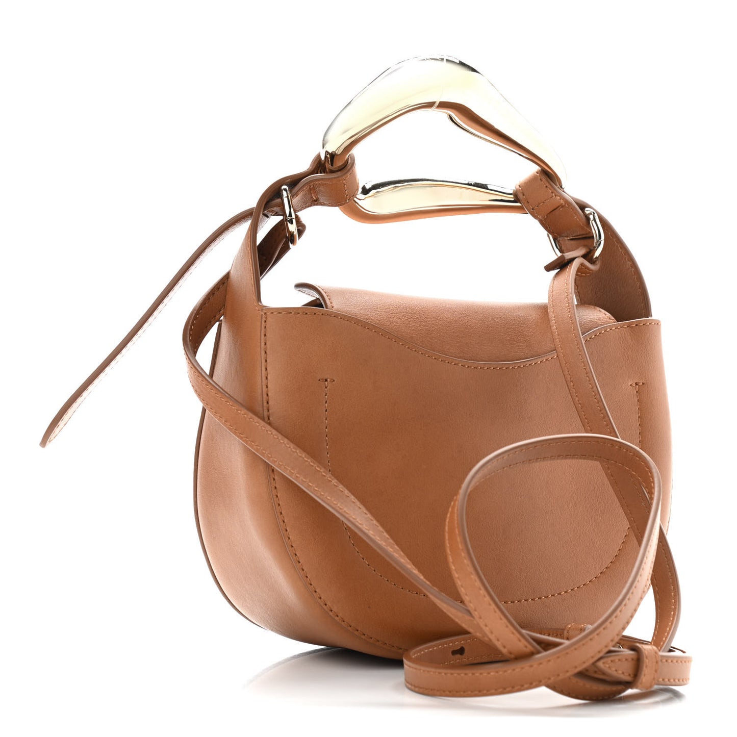 Small Grain Calfskin Kiss Bag Arizona Brown