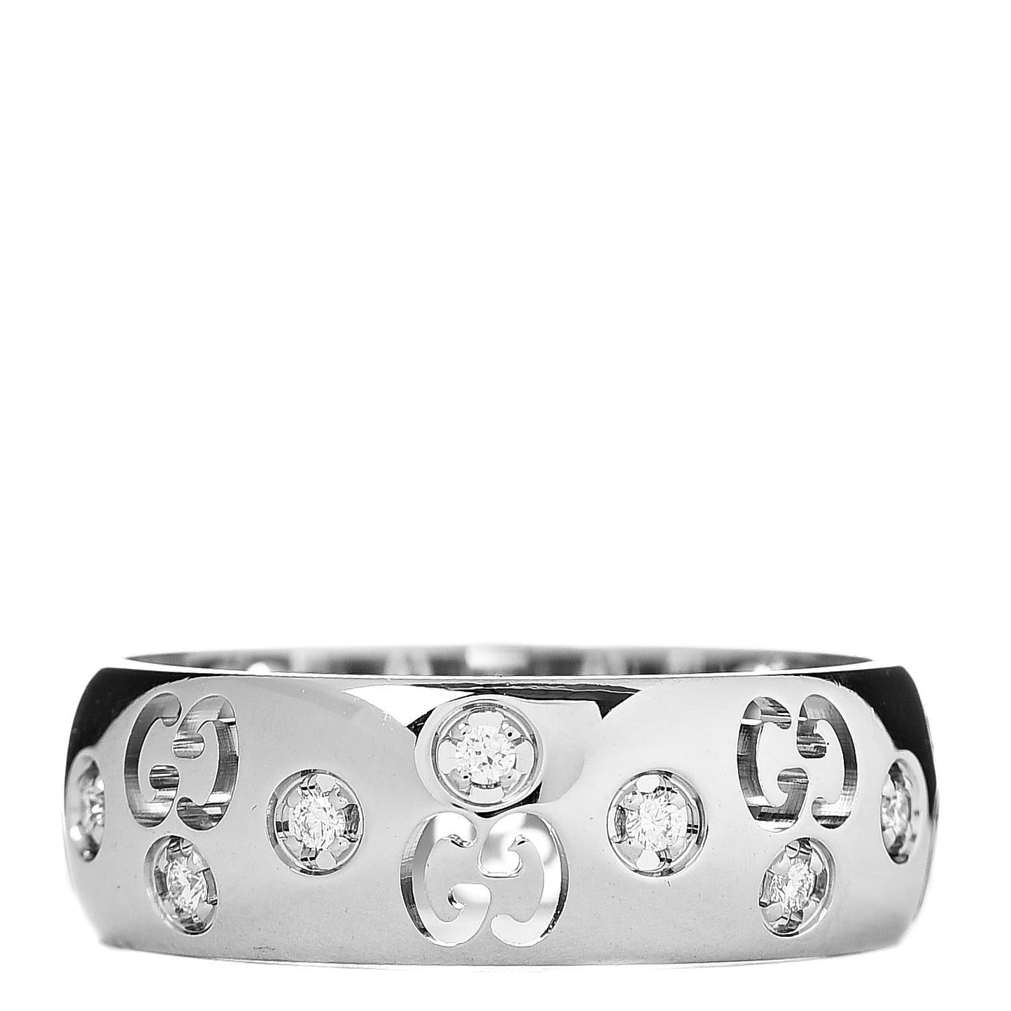 18K White Gold Diamond 6mm Icon Band Ring 50 5.5
