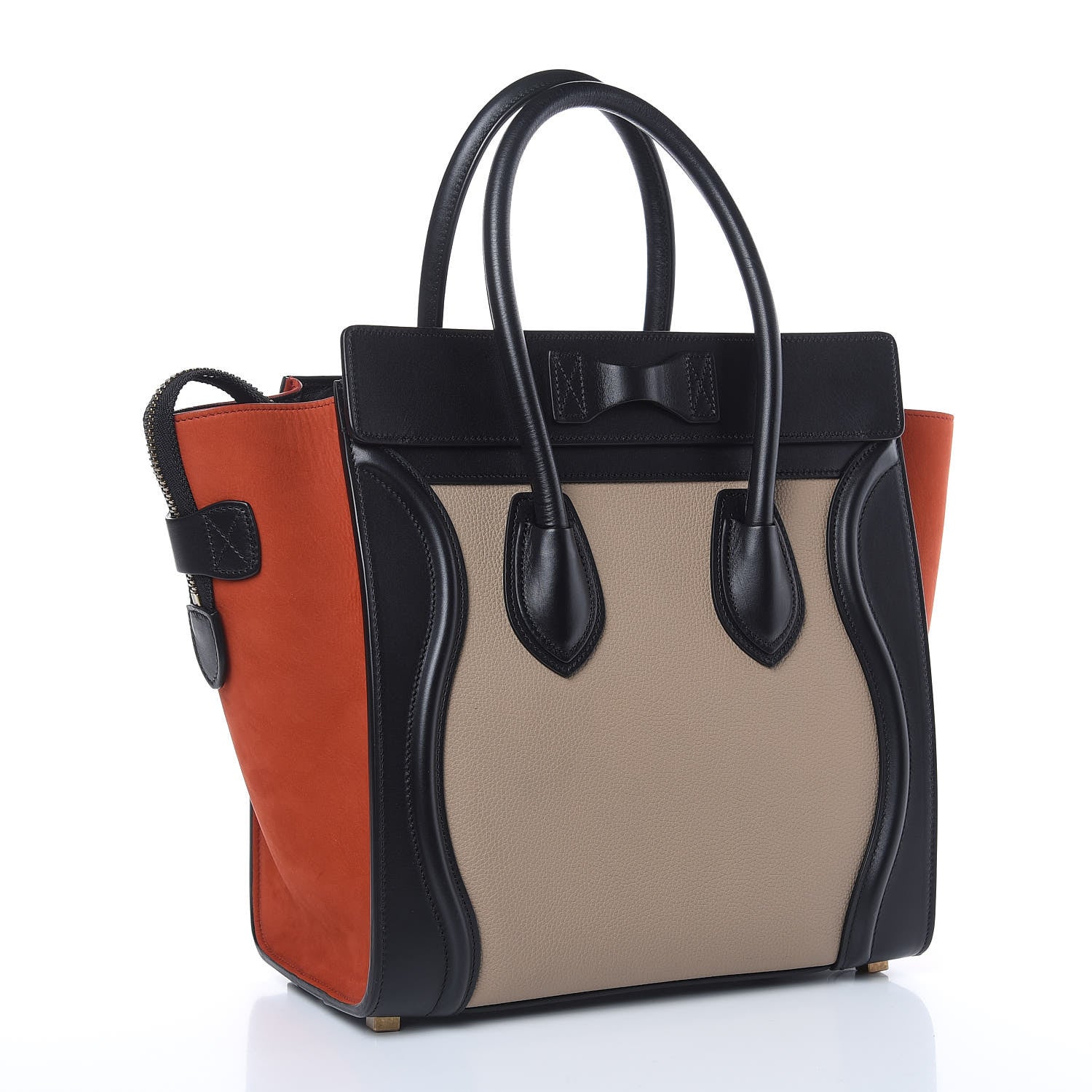 Celine Smooth Calfskin Nubuck Micro Tri-Color Luggage Light Taupe Fox Red 3 of 13