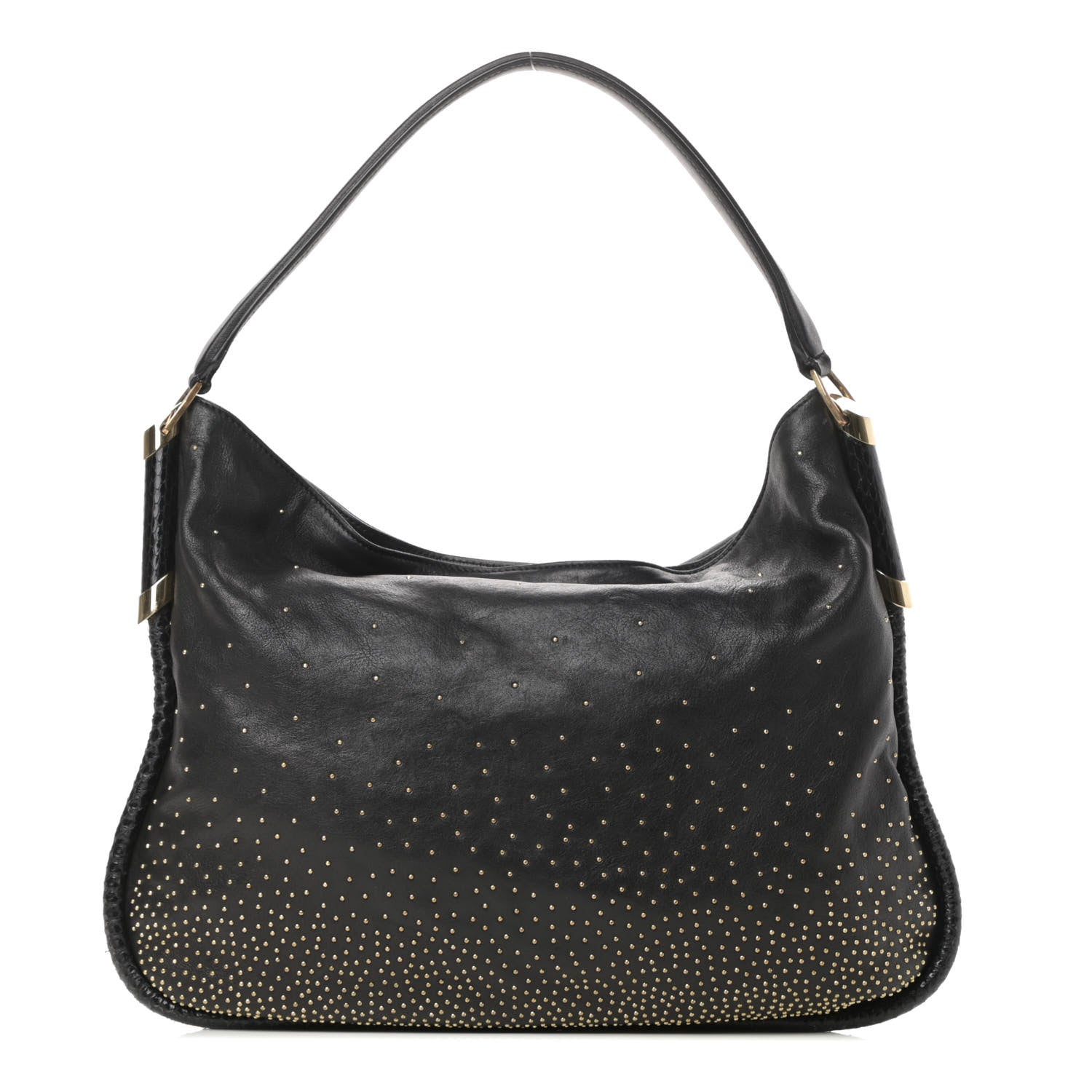 Jimmy Choo Lambskin Zoe Studded Hobo Black 1 of 15