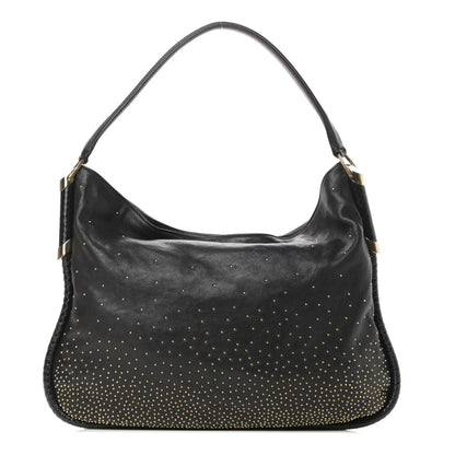 Jimmy Choo Lambskin Zoe Studded Hobo Black 1 of 15