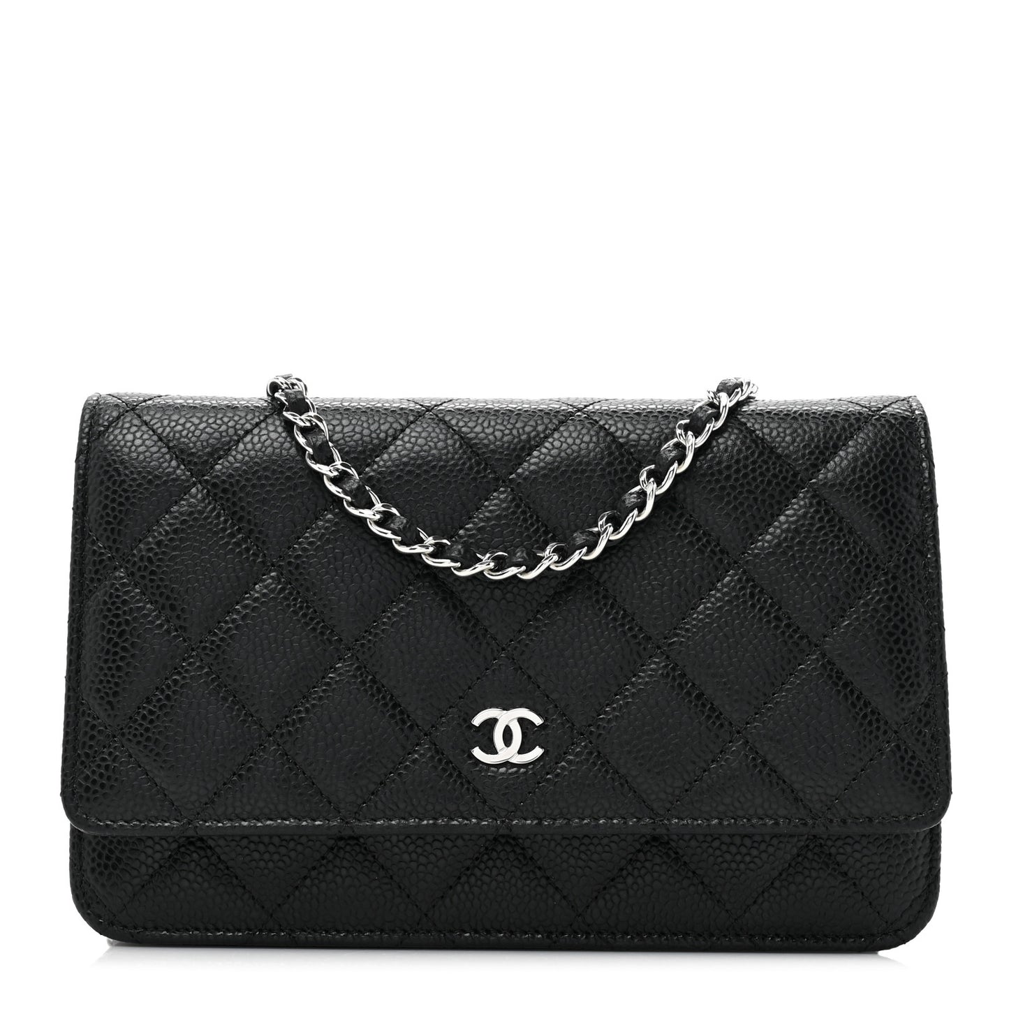 Caviar Quilted Wallet on Chain WOC Black